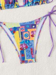 SHEIN Swim Print Beach Bikini Swimsuit Set - Multicolor - View 4