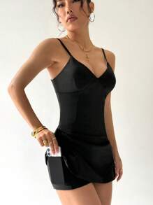 Easithlete Women Backless Strap Casual Sporty Dress, Simple And Fashionable For Summerathletic Dress - Black - View 3