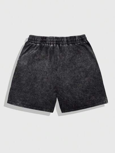 Prep Pantalones cortos de hombre con cintura de cordón estampado con rayas y estampado de leopardo