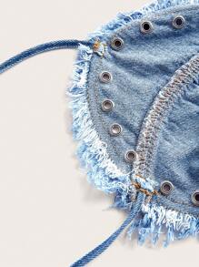 SHEIN Slayr Women's Denim Spaghetti Strap Tank Top, Minimalist Fashion Suitable For Summer - Blue - View 3