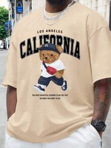 Manfinity Joysei Plus Size Men's Khaki Crew Neck Short Sleeve T-Shirt - Khaki - View 3