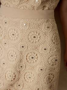 MOTF PREMIUM VÁY REN CÓ KHÓA KÉO GUIPURE TƯƠNG PHẢN - Màu be - Xem 2