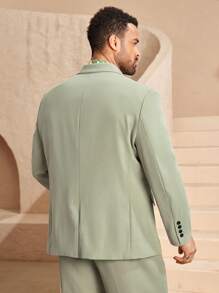 EASEVO Plus Size Men's Woven Long Sleeve Blazer