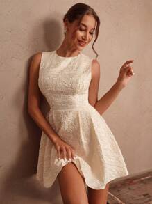 SHEIN Unity Backless Embellished Summer, Beach, Festival, Holiday Dress For Women - Beige - View 1