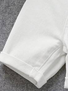 SHEIN Baby Jungen Unifarben Shorts mit elastischem Bund aus weißem Denim mit Taschen für den Sommer, Alltagsmode