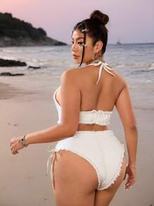 Breezaya Summer Sexy Tie-Up Solid Color Denim Crop Top