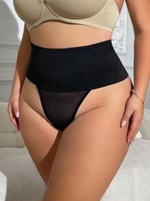 Bottoms de ropa interior moldeadora de unicolor y estilo sencillo y de moda, adecuado para el verano en tallas grandes - Negro - Ver 4