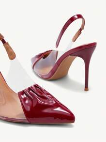 CUCCOO CHICEST 女士尖头透明 PVC 高跟凉鞋，优雅性感红色一脚蹬细高跟鞋，时尚舒适，适合办公室和日常穿着