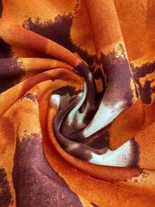 Chiquease Holiday Women's Boho Romantic Beach Women Outfits Concert Outfit Women Holiday Casual V-Neck Short Sleeves Retro Large Flower Orange Brown Retro Print Retro Print Waist Slim Back Flared Side Slit A-Line Long 2025 New Dress - Orange - View 5