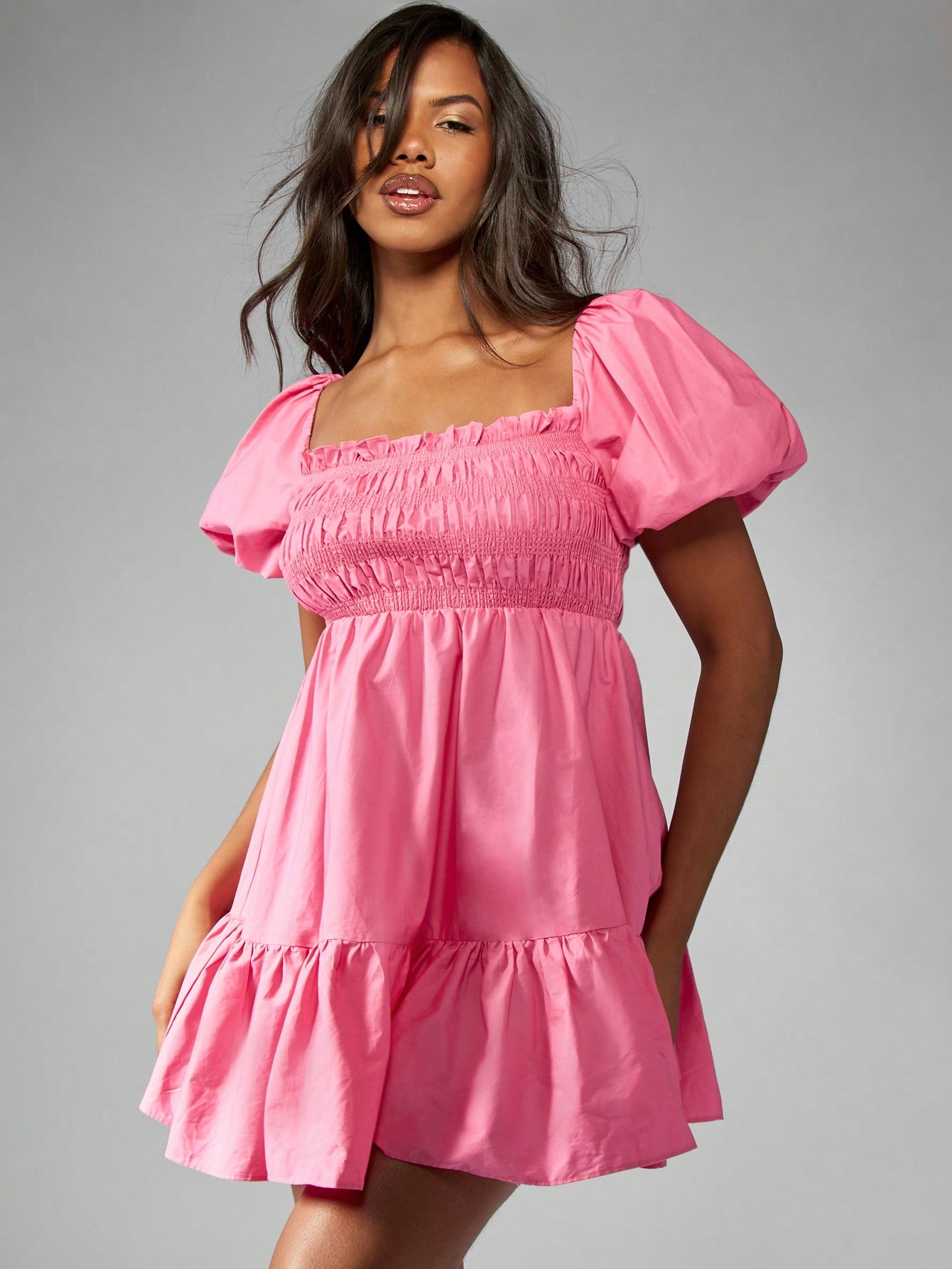 knee length dresses for ladies Mariana Poplin Puff Sleeve Mini Dress – Thread + Vine Boutique main image 1