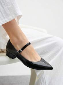 CUCCOO BIZCHIC New Pointed Toe Women High Heel Shoes With Bow, Color Blocking & Rivets, Elegant French Style For Christmas - Black - View 3