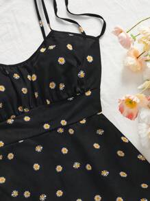 SHEIN VCAY 大码夏季碎花腰带连衣裙 - 彩色 - 查看 4