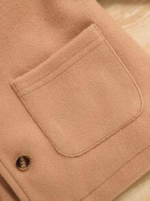 SHEIN Đứa bé trai Túi Kép Lót Teddy Áo trùm đầu - Màu Khaki - Xem 6