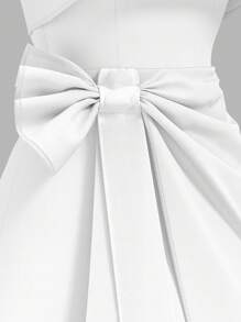 SHEIN MOD 女士白色露肩蝴蝶结装饰迷你连衣裙、派对连衣裙、生日连衣裙、情人节连衣裙 - 白色 - 查看 5