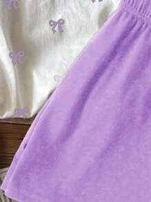 SHEIN Leap Crew 2pcs/Set Tween Girls Casual Minimalist Short Sleeve T-Shirt And Shorts Set, Summer - Multicolor - View 6