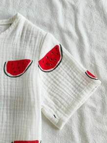 Vintaside Kids 2pcs/Set Baby Boy Cute Watermelon Print Short Sleeve Tee And Shorts Set