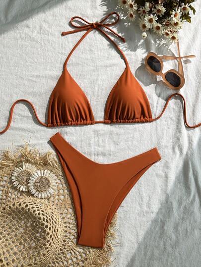 Swim Mod Conjunto de traje de baño informal para mujer, sencillo y estiloso para uso diario