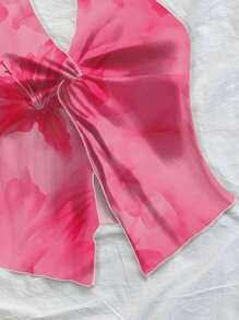 Soleia Camisole dos nu à imprimé floral rose sexy et à la mode, avec lien torsadé et fente sur le devant, idéale pour l'été - Rose bonbon - Voir 6