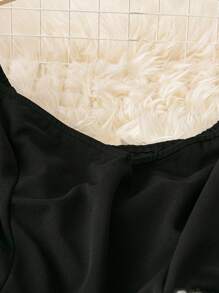 SHEIN LUNE Plus Size Women Off Shoulder Gradient Sequined Chiffon & Mesh A-Line Midi Dress For Party - Black and White - View 6