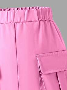 SHEIN 2 件套年轻女孩休闲简约图案短袖圆领 T 恤和短裤套装，适合夏季 - 白色 - 查看 4