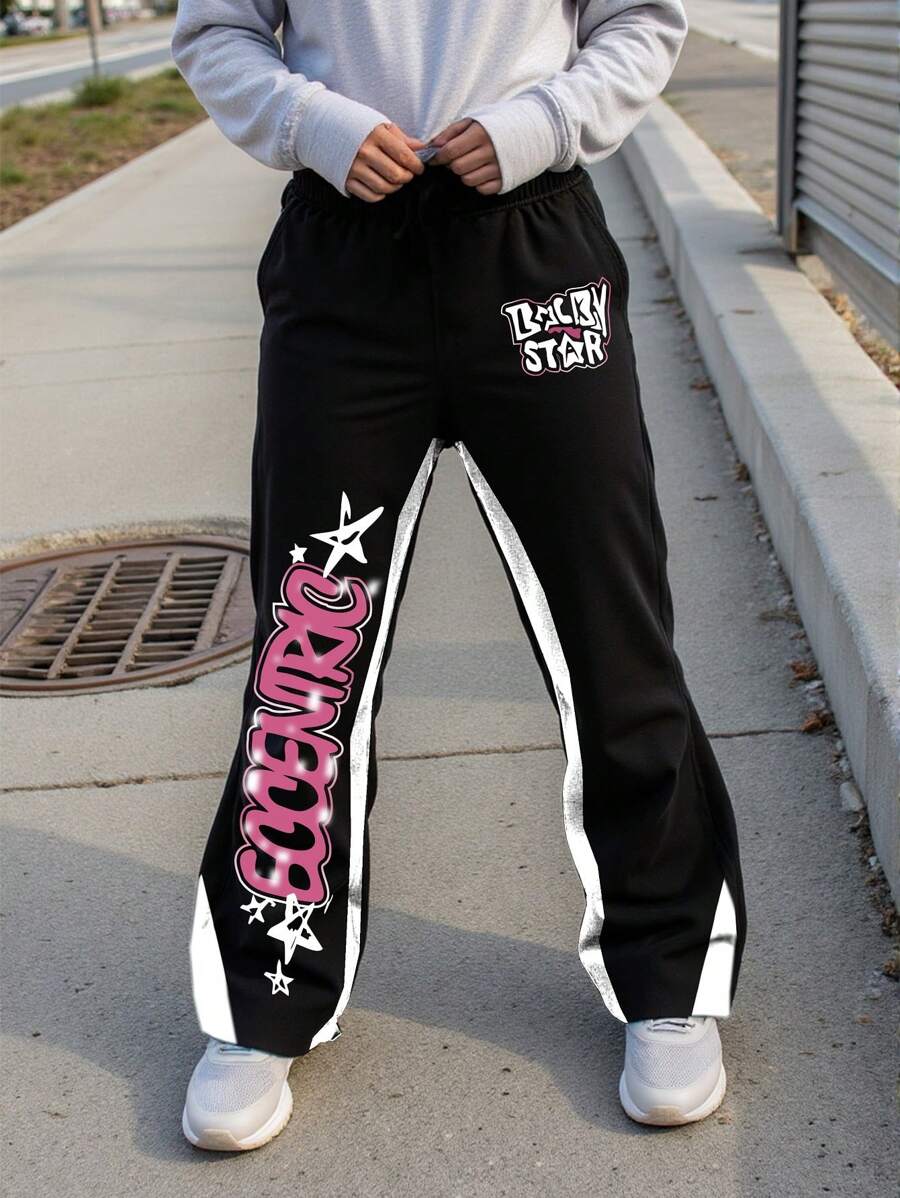 Quần nỉ dệt kim in họa tiết khối màu rộng rãi cho bé trai/tuổi teen - Nhiều màu - Xem 1