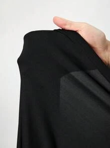 SHEIN CURVE+ 大码女式纯色方领运动休闲夏季紧身连衣裙、短裙、健身短裤、骑行短裤、女式背带裤、加大码、波西米亚风度假海滩装/沙滩裙/海滩度假装/海滩必备品/毕业/茶会礼服 - 黑色 - 查看 9