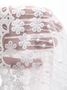 FRIFUL 女士花卉刺绣透明网眼裙，夏季 - 白色 - 查看 8