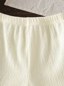 SHEIN 2pcs Young Girls Floral Embroidered Tank Top And Colorful Tassel Shorts Set - Apricot - View 4