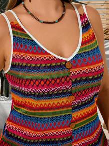 EMERY ROSE Maiou de vacanță casual cu broderie colorată, mărime plus, vacanță, femei de concert, stil boho șic, boho, vară pentru femei - Multicolor - Vizualizare 5