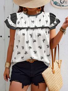 SHEIN Clasi Áo sơ mi tay ngắn thường ngày họa tiết ngẫu nhiên cỡ lớn, mùa hè - Nhiều màu - Xem 3