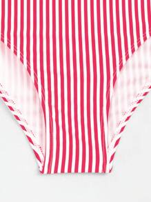 SHEIN Swim Ruffled Hem Minimal/Simple Design One Piece Swimsuit, Suitable For Summer - Multicolor - View 7