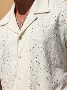 Genlund Chemise décontractée à manches courtes avec boutons devant, couleur unie, grande taille pour hommes - Nude - Voir 5
