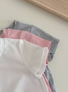 SHEIN Happikins 3pcs Baby Girl Casual Simple Short Sleeve Round Neck Top, Suitable For Summer - Multicolor - View 6