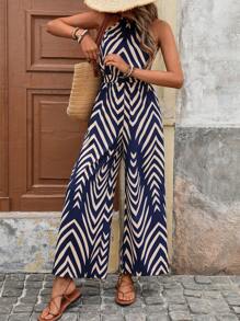 SHEIN VCAY Women's Allover Print Sleeveless Jumpsuit, Casual Summer, Vacation Outfits Women Resort Wear, Beach Vacation Outfits Women, Boho Women's Clothing, Boho Jumpsuit, Bohemian Clothes