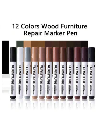 3 piezas Kit de reparación de muebles, marcadores de madera, barras de cera, marcadores de muebles para retocar, kit de reparación de arañazos en pisos de madera, 12 colores de marcadores de madera para arañazos, duradero, fácil de usar, regalo, versátil, manchas, pisos de madera, mesas, escritorios, gabinetes, postes de cama, de vuelta a la escuela