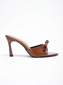 CUCCOO CHICEST New Fashion Versatile Rhinestone Bowknot Ankle Strap Stiletto High Heel Sandals - Brown - View 2