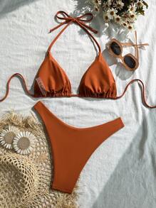 Swim Mod 女士沙滩装休闲泳衣套装，简约时尚，适合日常穿着 - 棕色 - 查看 2