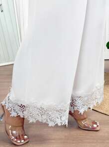 SHEIN Frenchy Plus Size Solid Color Casual Pants, Fashionable Suitable For Summer - White - View 2