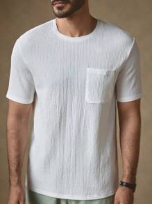 Manfinity VCAY 2 件男士编织撞色圆领修身休闲 T 恤套装，适合夏季 - 彩色 - 查看 6