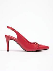 CUCCOO BIZCHIC Tacones altos rojos para oficina/uso diario para mujer, nuevos lanzamientos para primavera, verano y otoño - Rojo - Ver 1