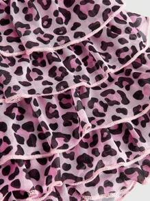 ROMWE J-Fashion Bộ áo yếm và quần short họa tiết da báo Harajuku Y2K 2 món, cỡ lớn dành cho nữ - Hồng - Xem 6
