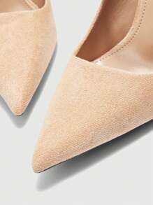 CUCCOO BIZCHIC Women's Fashion Elegant Simple Solid Color Pointed Toe Backless High Heel Pumps - Apricot - View 7