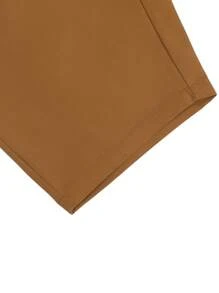 Manfinity Mode 男士纯色简约修身时尚休闲短裤，白色男士短裤男士服装男士短裤 - 銅色 - 查看 7