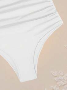 Swim Lushoire Culotte bikini arricciata vita alta tinta unita da donna