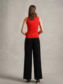 Briarwyn 女士无袖粗针织刺绣背心上衣夏季女士商务休闲装 - 紅色 - 查看 10