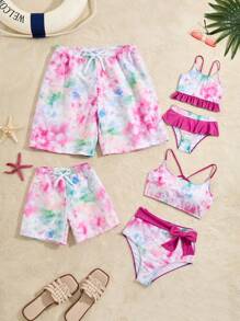 Girls Tie-Dye Swimwear, Separately Sold Family Matching Outfits Mommy And Me (4 Sets Sold Separately) - Multicolor - View 1