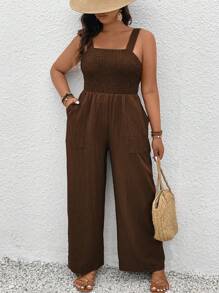 SHEIN Clasi 大码纯色简约时尚夏季连体裤