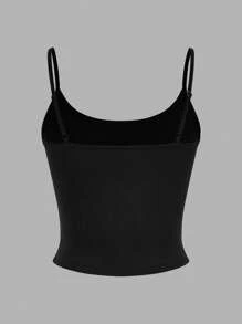 SHEIN EZwear 4 件套女士黑色短款无袖吊带背心，夏季休闲装 - 黑色 - 查看 10