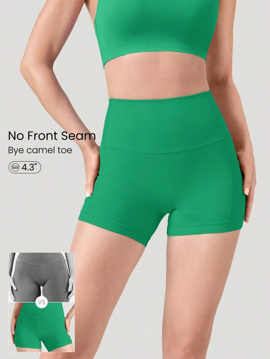 GLOWMODE Quần short đạp xe chống trượt FeatherFit™ 4.3" Không đường may phía trước, tác động thấp, chạy bộ, tập luyện mùa hè - màu xanh lá - Xem 1