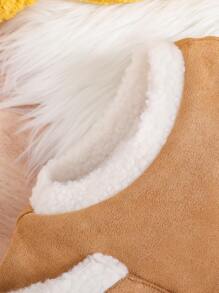 SHEIN 男婴无袖厚背心，带保暖内衬和彩色设计 - 棕色 - 查看 4